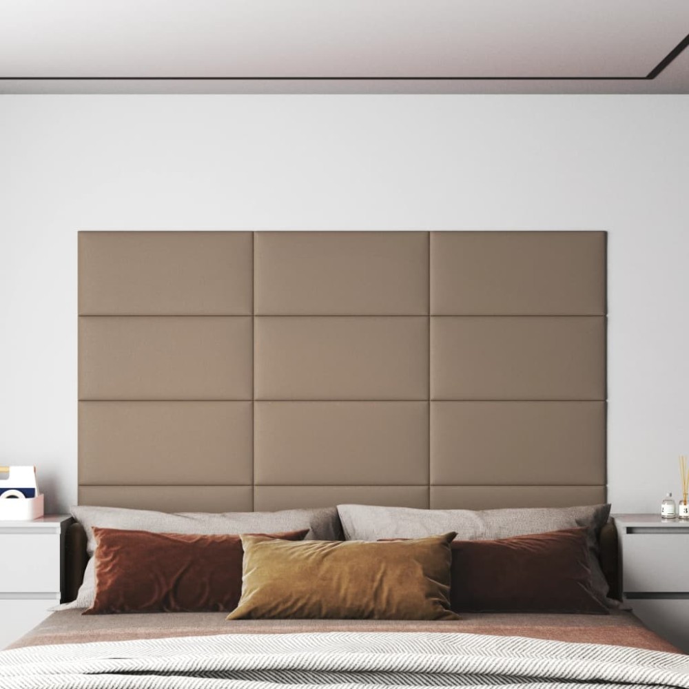 vidaXL Panouri de perete 12 buc. cappuccino 60x30 cm piele eco 2,16 m²
