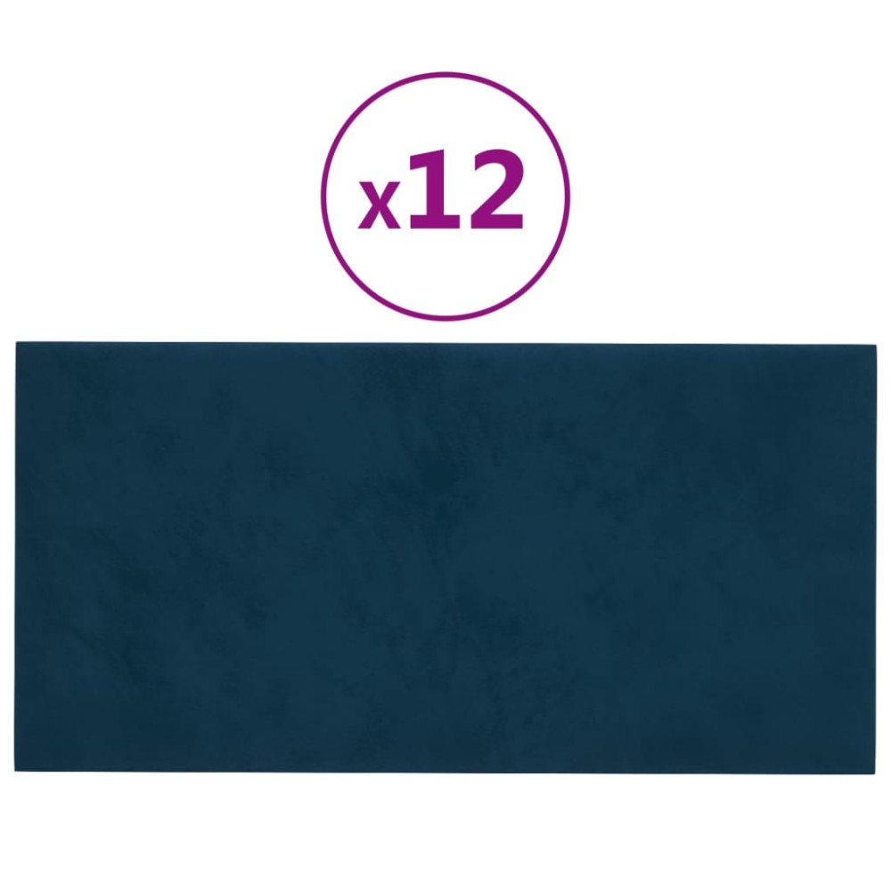 vidaXL Panouri de perete 12 buc. albastru 60x30 cm catifea 2,16 m²