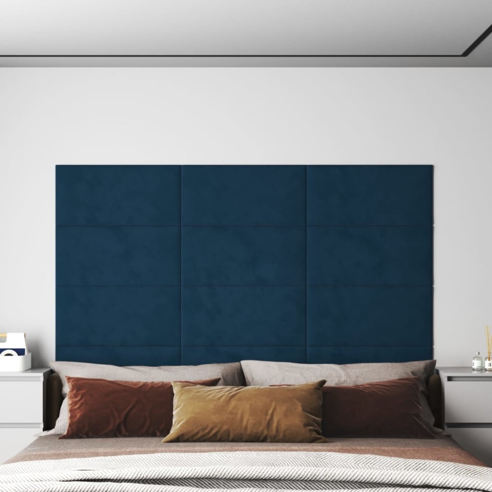 vidaXL Panouri de perete 12 buc. albastru 60x30 cm catifea 2,16 m²