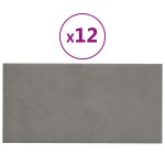 vidaXL Panouri de perete 12 buc. gri deschis 60x30 cm catifea 2,16 m²
