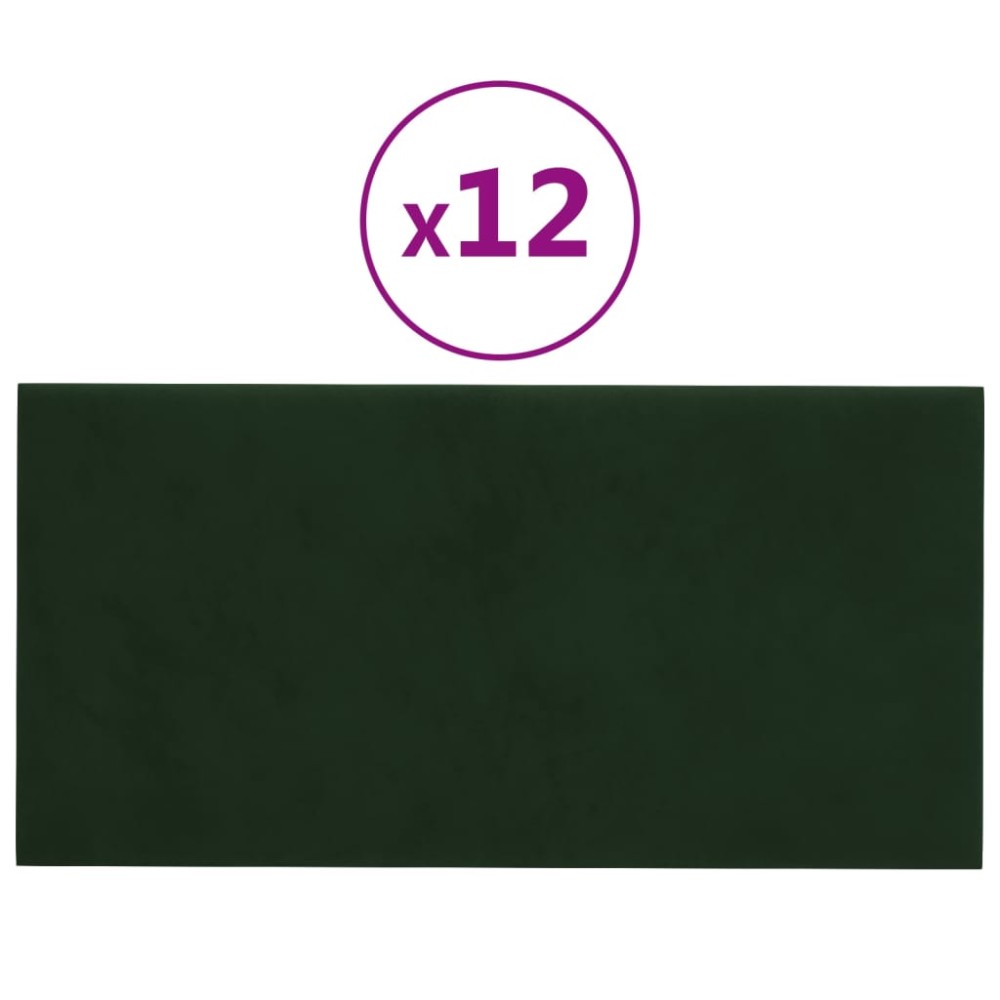 vidaXL Panouri de perete 12 buc. verde închis 60x30 cm catifea 2,16 m²