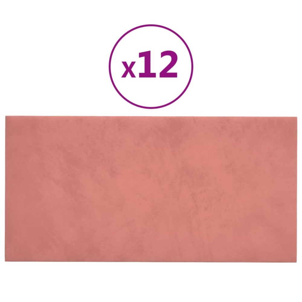 vidaXL Panouri de perete 12 buc. roz 60x30 cm catifea 2,16 m²