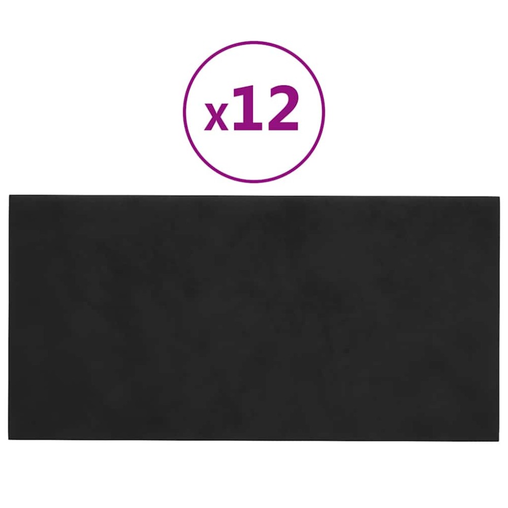vidaXL Panouri de perete 12 buc. negru 60x30 cm catifea 2,16 m²
