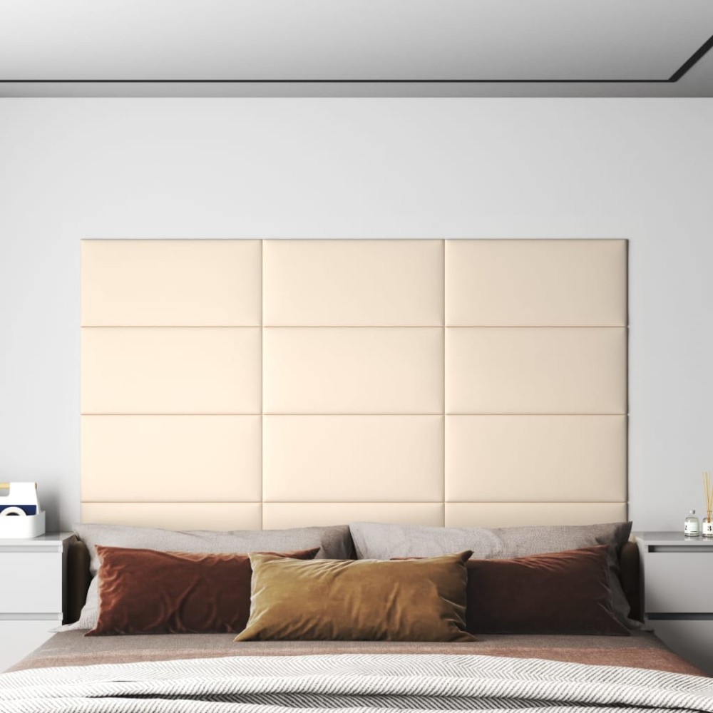vidaXL Panouri de perete 12 buc. crem 60x30 cm catifea 2,16 m²