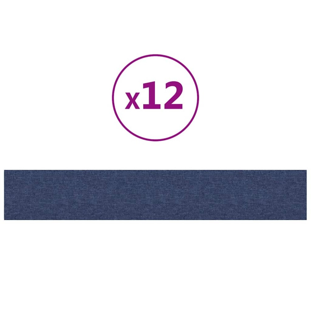 vidaXL Panouri de perete 12 buc. albastru 90x15 cm textil 1,62 m²