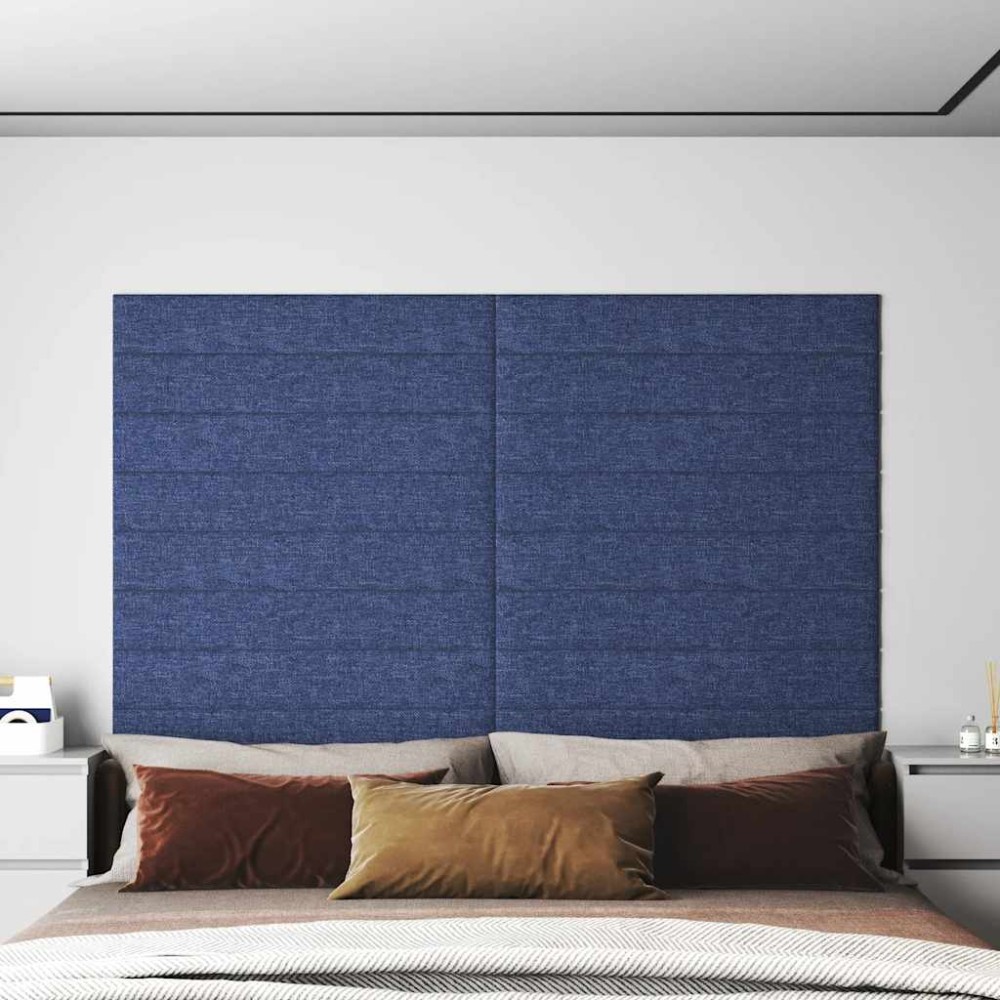 vidaXL Panouri de perete 12 buc. albastru 90x15 cm textil 1,62 m²