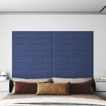 vidaXL Panouri de perete 12 buc. albastru 90x15 cm textil 1,62 m² vidaXL Panouri de perete 12 buc. albastru 90x15 cm textil 1,62 m²