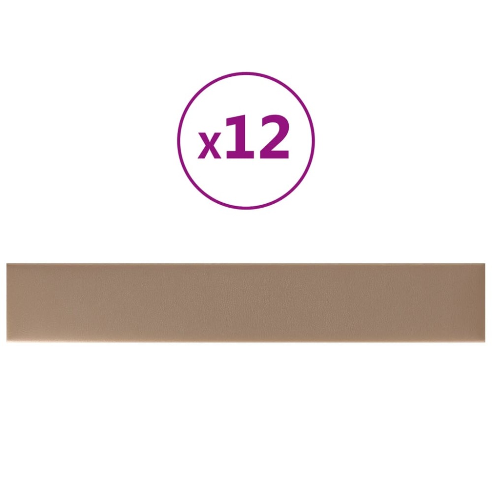vidaXL Panouri de perete 12 buc. cappuccino 90x15 cm piele eco 1,62 m²