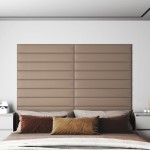 vidaXL Panouri de perete 12 buc. cappuccino 90x15 cm piele eco 1,62 m² vidaXL Panouri de perete 12 buc. cappuccino 90x15 cm piele eco 1,62 m²