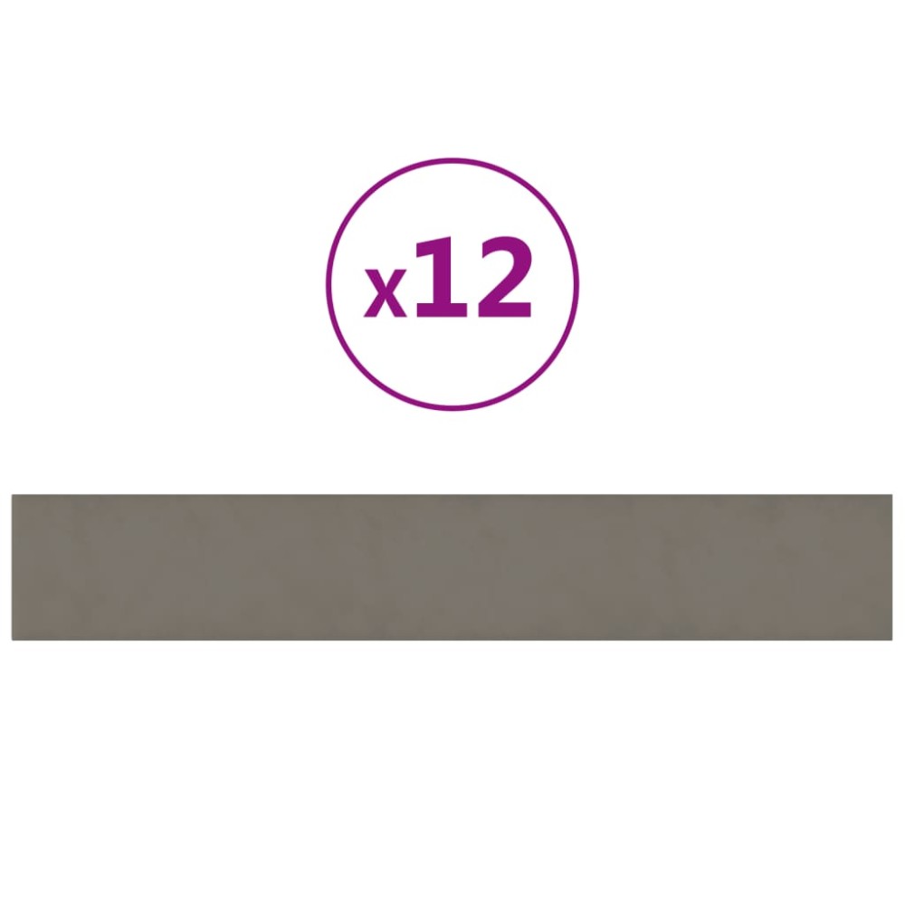 vidaXL Panouri de perete 12 buc. gri deschis 90x15 cm catifea 1,62 m²