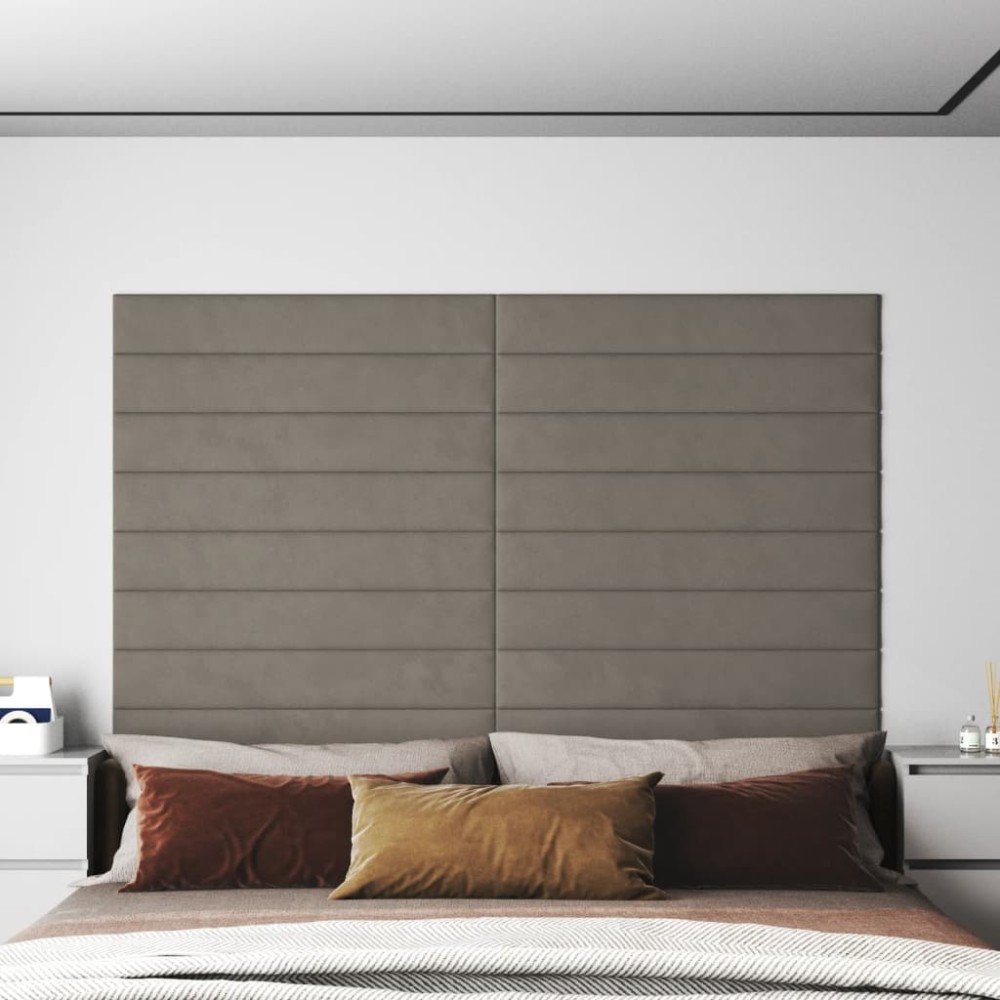 vidaXL Panouri de perete 12 buc. gri deschis 90x15 cm catifea 1,62 m²