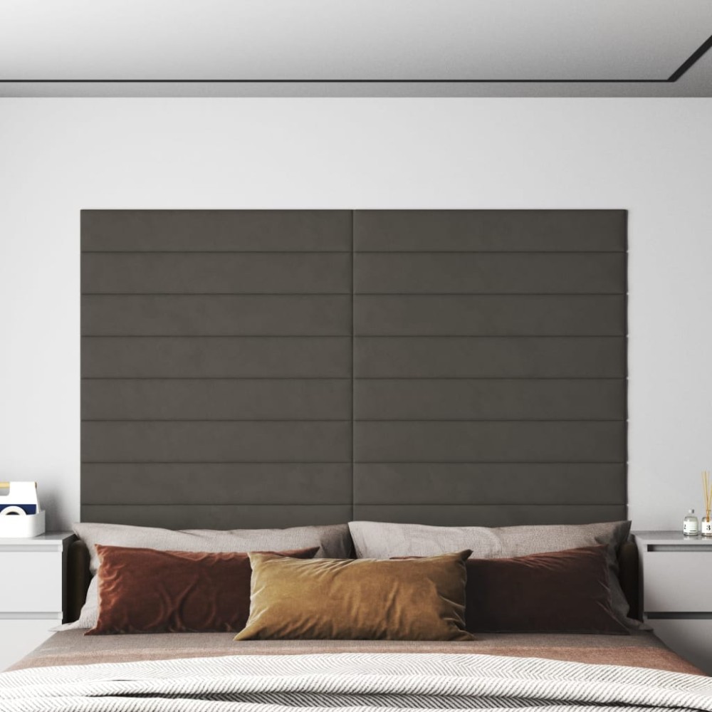 vidaXL Panouri de perete 12 buc. gri închis 90x15 cm catifea 1,62 m²