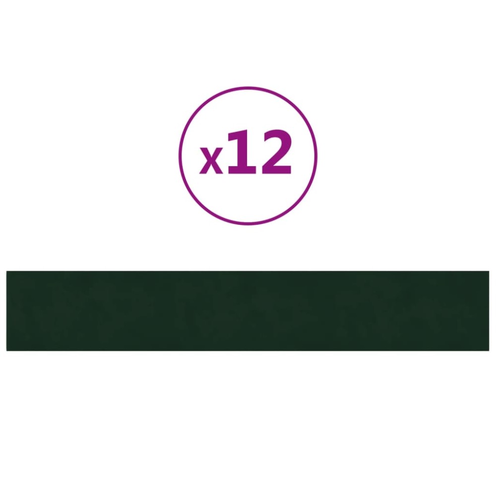 vidaXL Panouri de perete 12 buc. verde închis 90x15 cm catifea 1,62 m²