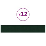 vidaXL Panouri de perete 12 buc. verde închis 90x15 cm catifea 1,62 m²