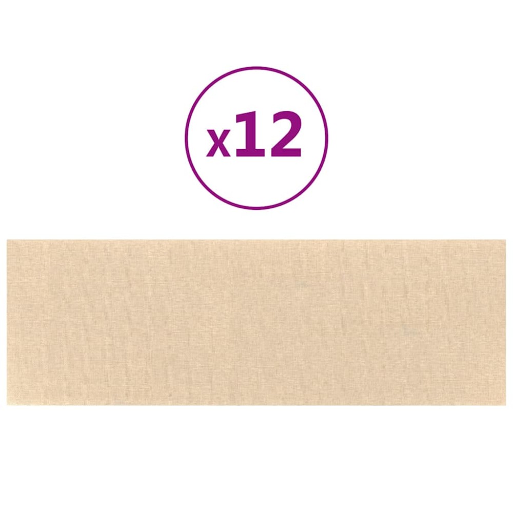 vidaXL Panouri de perete 12 buc. crem 90x30 cm textil 3,24 m²