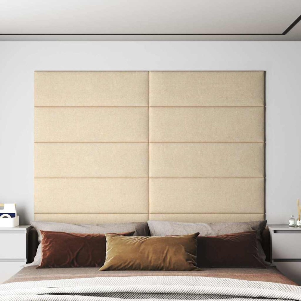vidaXL Panouri de perete 12 buc. crem 90x30 cm textil 3,24 m²