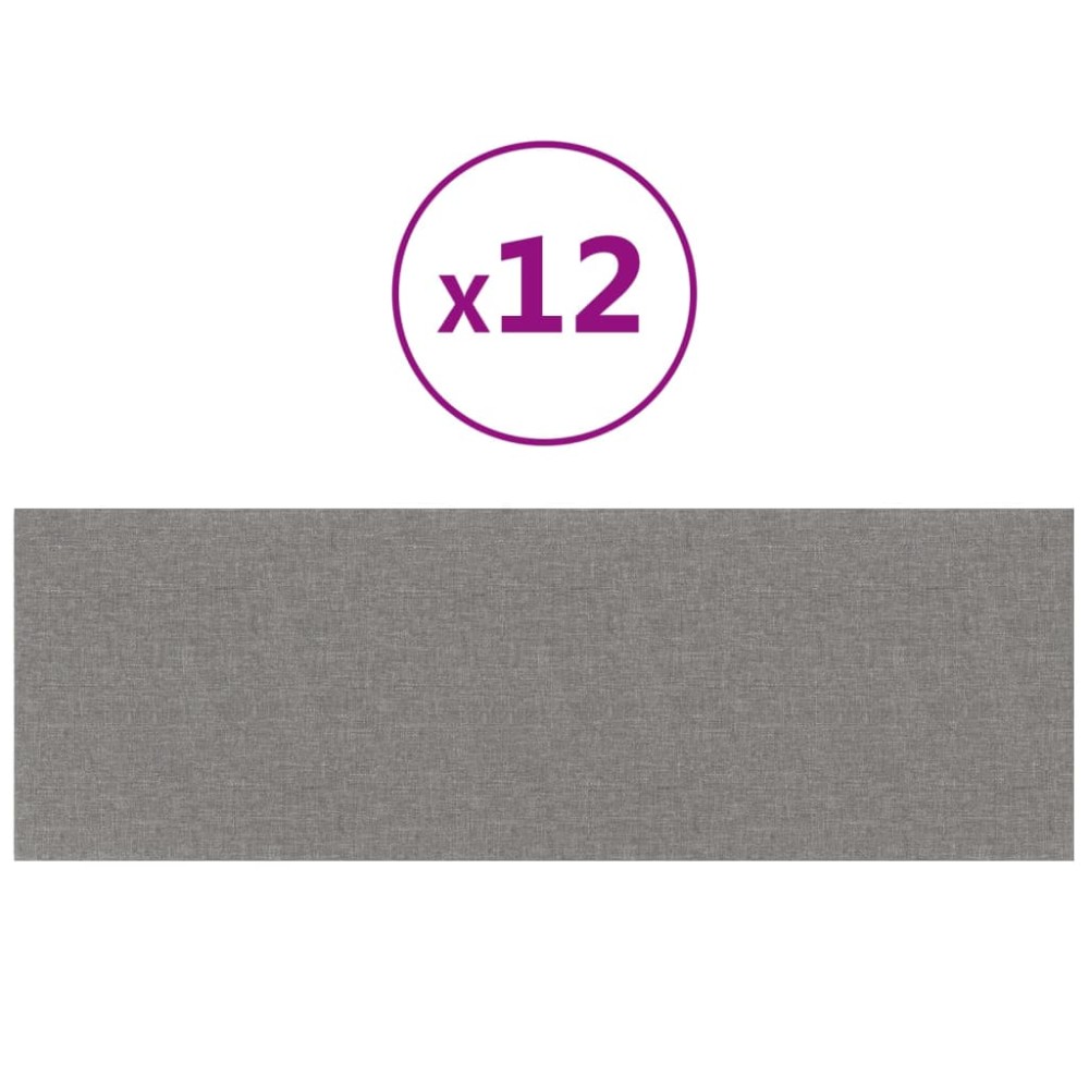 vidaXL Panouri de perete 12 buc. gri deschis 90x30 cm textil 3,24 m²