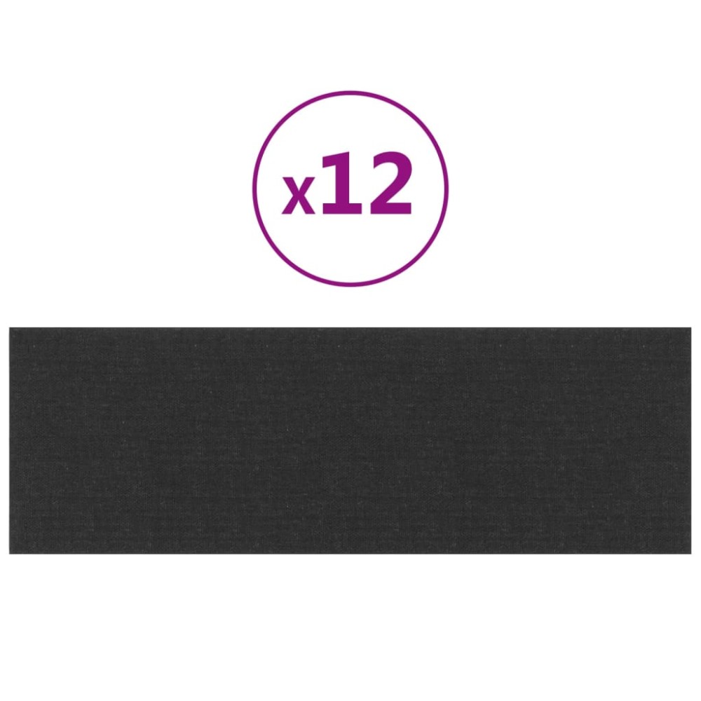 vidaXL Panouri de perete 12 buc. negru 90x30 cm textil 3,24 m²