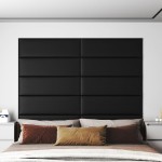 vidaXL Panouri de perete 12 buc. negru, 90x30 cm, piele eco 3,24 m² vidaXL Panouri de perete 12 buc. negru, 90x30 cm, piele eco 3,24 m²