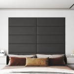 vidaXL Panouri de perete 12 buc. gri 90x30 cm piele ecologică 3,24 m² vidaXL Panouri de perete 12 buc. gri 90x30 cm piele ecologică 3,24 m²