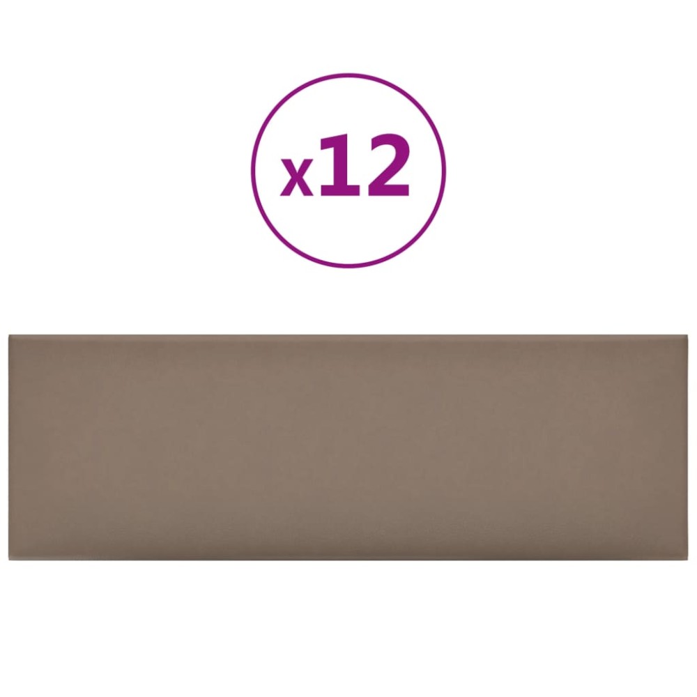 vidaXL Panouri de perete 12 buc. cappuccino 90x30 cm piele eco 3,24 m²