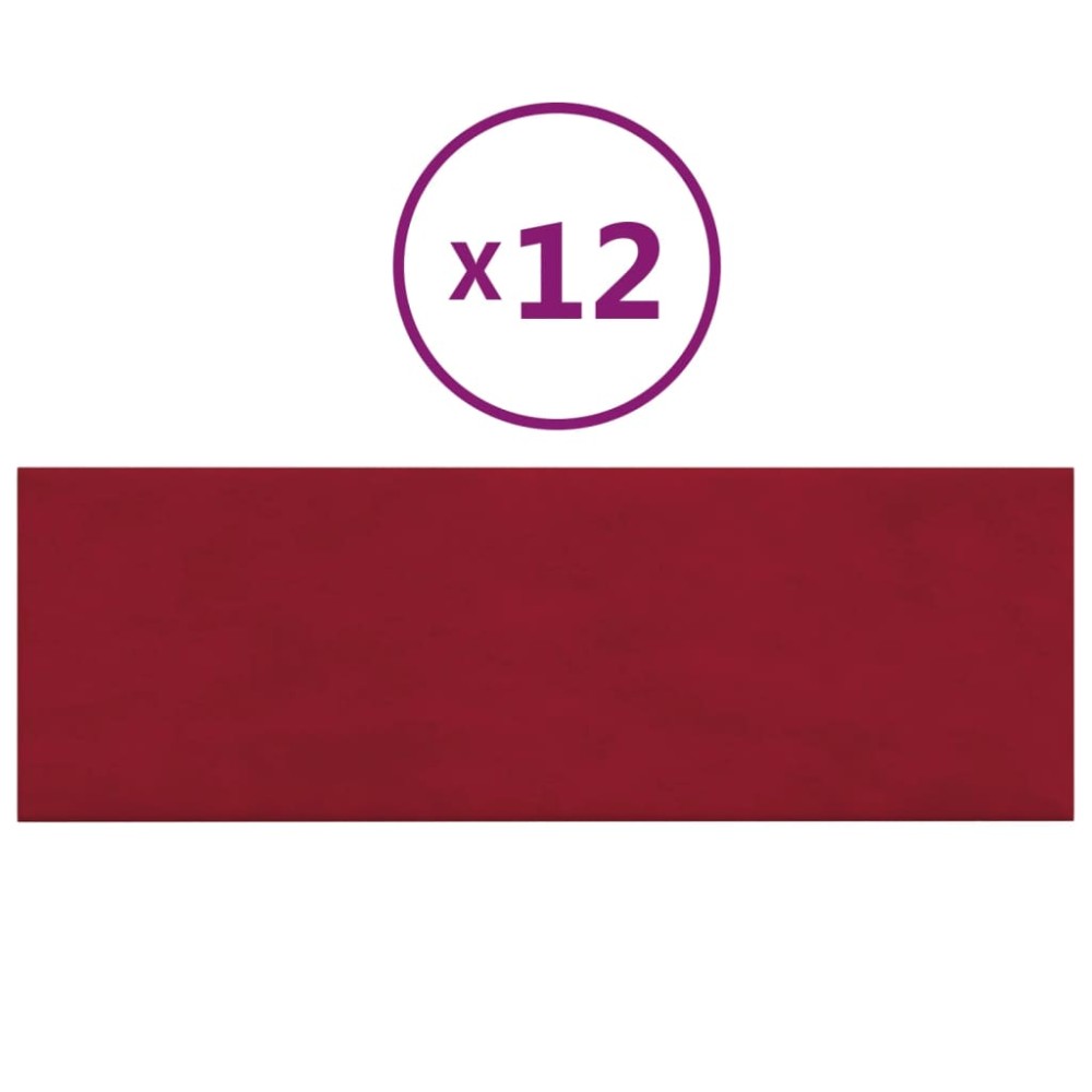 vidaXL Panouri de perete 12 buc. roșu vin 90x30 cm catifea 3,24 m²