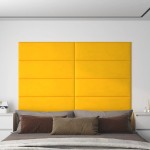 vidaXL Panouri de perete 12 buc. galben 90x30 cm catifea 3,24 m² vidaXL Panouri de perete 12 buc. galben 90x30 cm catifea 3,24 m²