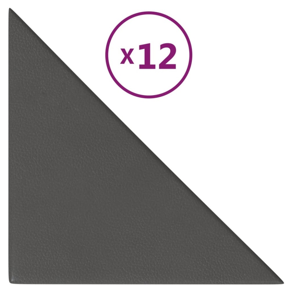 vidaXL Panouri de perete 12 buc. gri, 30x30 cm piele ecologică 0,54 m²