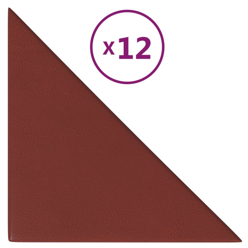 vidaXL Panouri de perete 12 buc. roșu vin 30x30 cm, piele eco, 0,54 m²