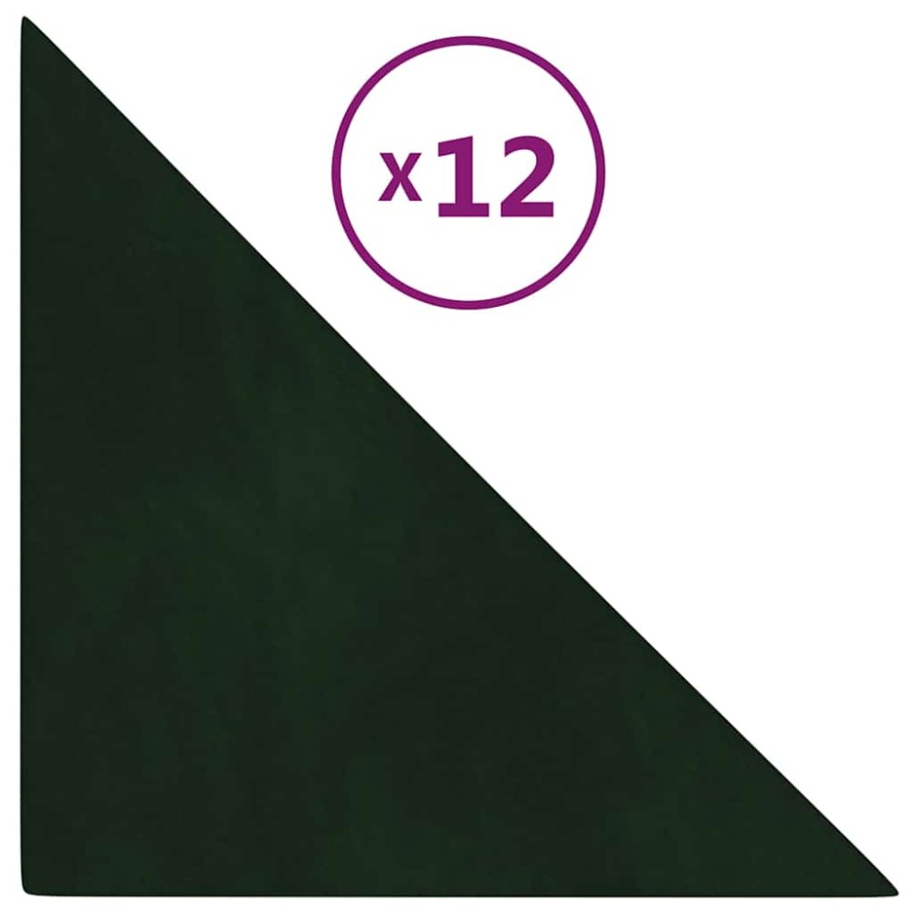 vidaXL Panouri de perete 12 buc. verde închis 30x30 cm catifea 0,54 m²