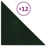 vidaXL Panouri de perete 12 buc. verde închis 30x30 cm catifea 0,54 m²