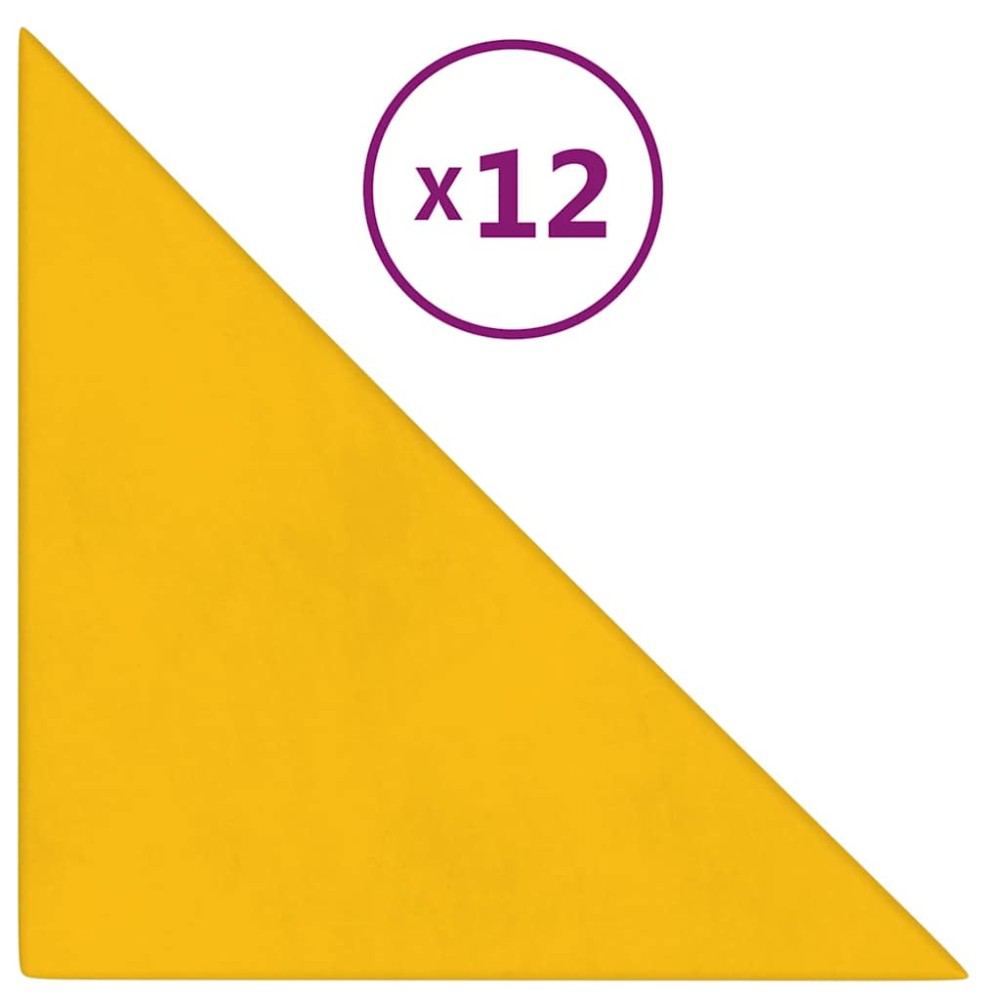 vidaXL Panouri de perete 12 buc. galben 30x30 cm, catifea, 0,54 m²
