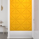 vidaXL Panouri de perete 12 buc. galben 30x30 cm, catifea, 0,54 m²