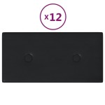 vidaXL Panouri perete 12 buc. negru 30x15 cm piele ecologică 0,54 m²