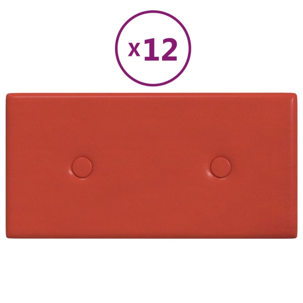 vidaXL Panouri de perete 12 buc. roșu 30x15 cm piele ecologică 0,54 m²