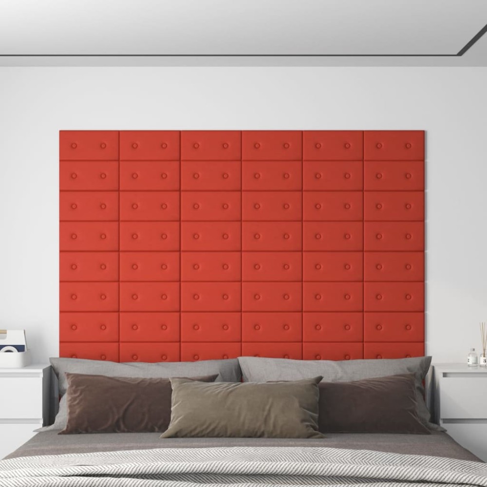 vidaXL Panouri de perete 12 buc. roșu 30x15 cm piele ecologică 0,54 m²