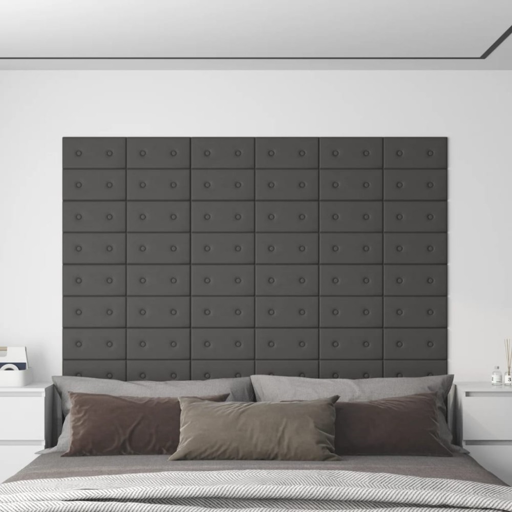 vidaXL Panouri de perete 12 buc. gri, 30x15 cm piele ecologică 0,54 m²