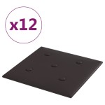 vidaXL Panouri perete 12 buc. negru, 30x30 cm piele ecologică, 1,08 m²