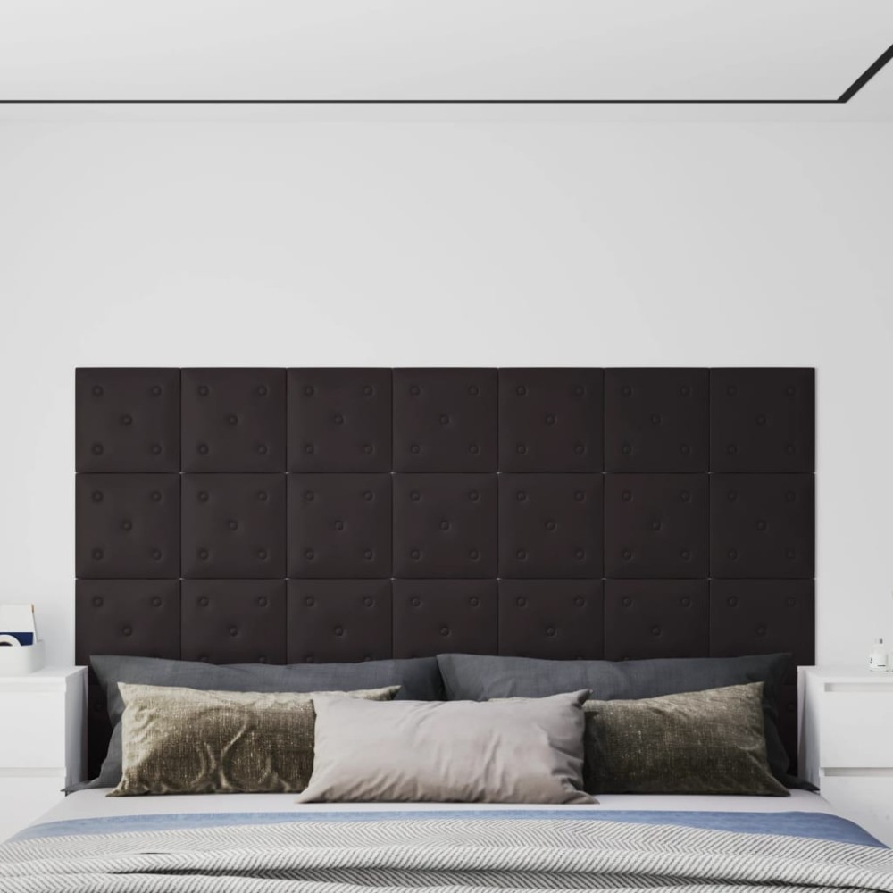 vidaXL Panouri perete 12 buc. negru, 30x30 cm piele ecologică, 1,08 m²