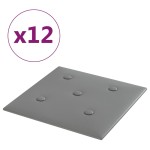 vidaXL Panouri perete 12 buc. gri, 30x30 cm, piele ecologică, 1,08 m² vidaXL Panouri perete 12 buc. gri, 30x30 cm, piele ecologică, 1,08 m²