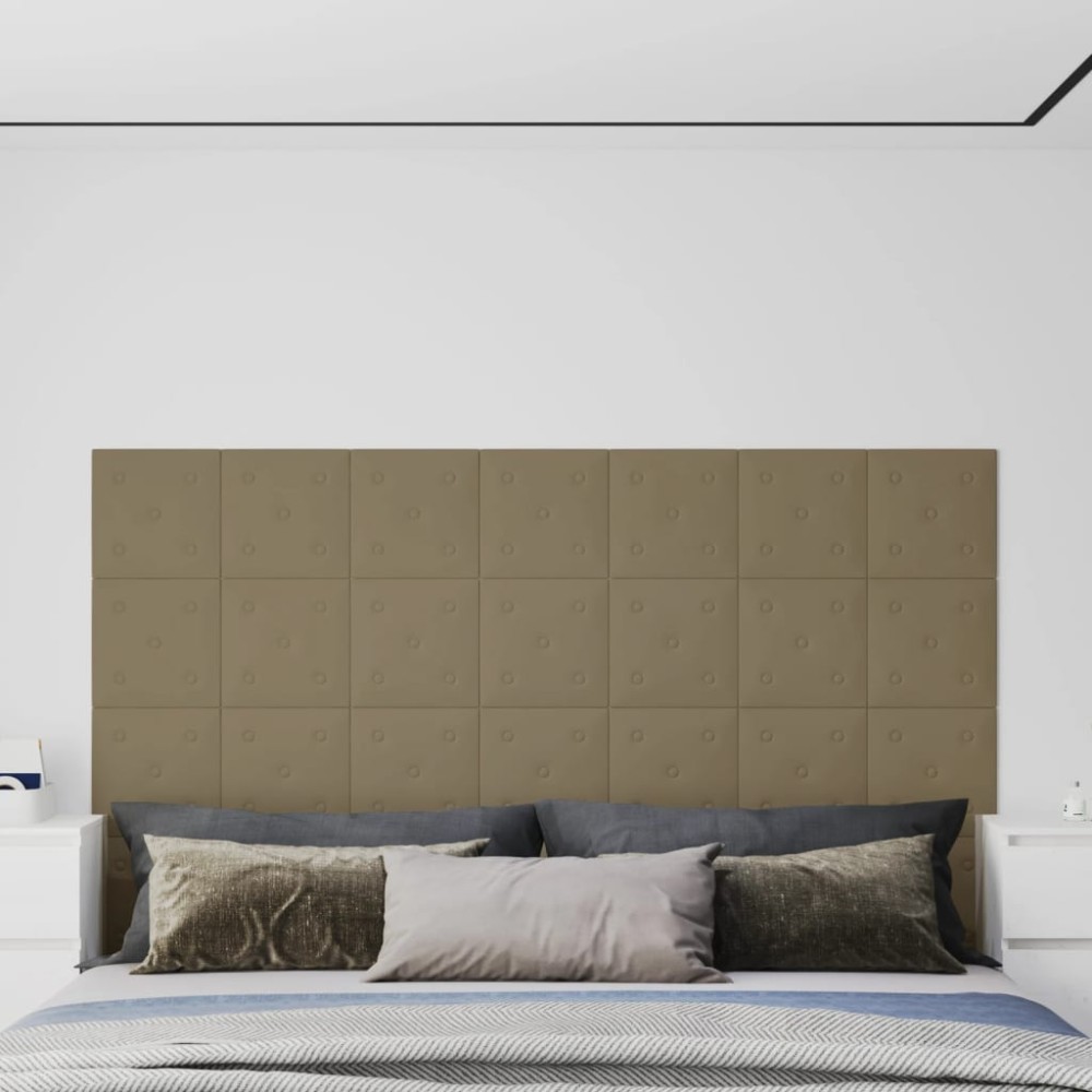 vidaXL Panouri de perete 12 buc. cappuccino 30x30 cm piele eco 1,08 m²