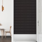 vidaXL Panouri perete 12 buc. negru, 60x15 cm, piele ecologică 1,08 m² vidaXL Panouri perete 12 buc. negru, 60x15 cm, piele ecologică 1,08 m²
