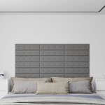 vidaXL Panouri perete 12 buc. gri 60x15 cm, piele ecologică, 1,08 m² vidaXL Panouri perete 12 buc. gri 60x15 cm, piele ecologică, 1,08 m²