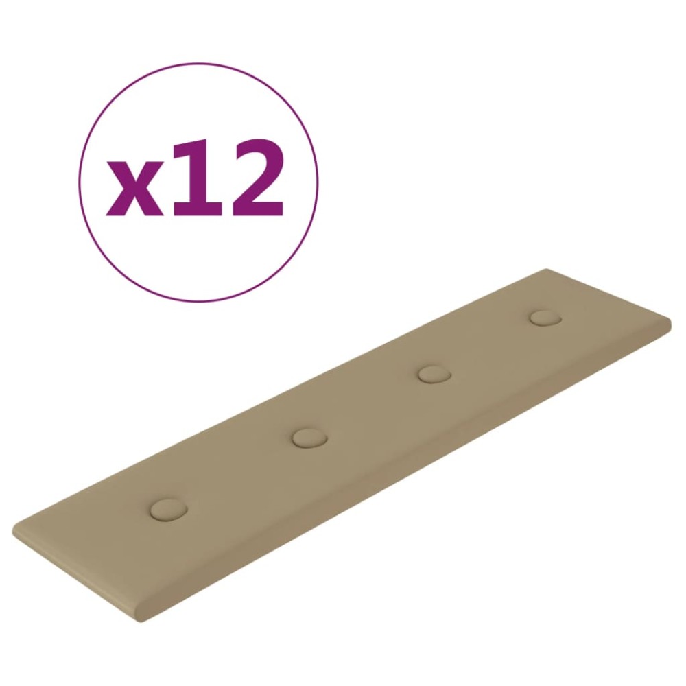 vidaXL Panouri perete 12 buc. cappuccino, 60x15 cm, piele eco 1,08 m²