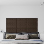 vidaXL Panouri perete 12 buc. maro, 60x15 cm, piele ecologică, 1,08 m² vidaXL Panouri perete 12 buc. maro, 60x15 cm, piele ecologică, 1,08 m²