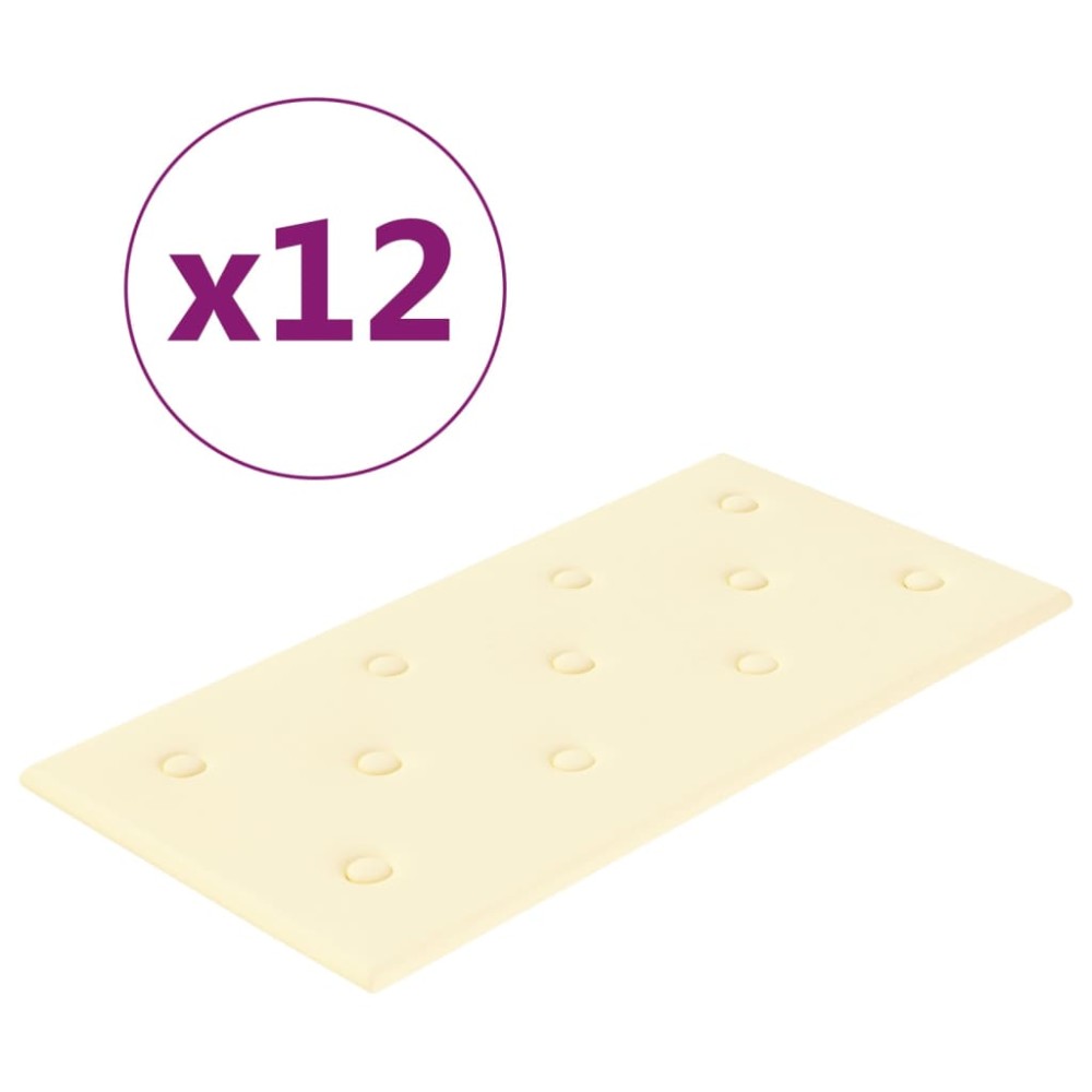 vidaXL Panouri de perete 12 buc. crem 60x30 cm piele ecologică 2,16 m²