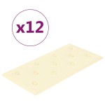 vidaXL Panouri de perete 12 buc. crem 60x30 cm piele ecologică 2,16 m²