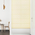 vidaXL Panouri de perete 12 buc. crem 60x30 cm piele ecologică 2,16 m²