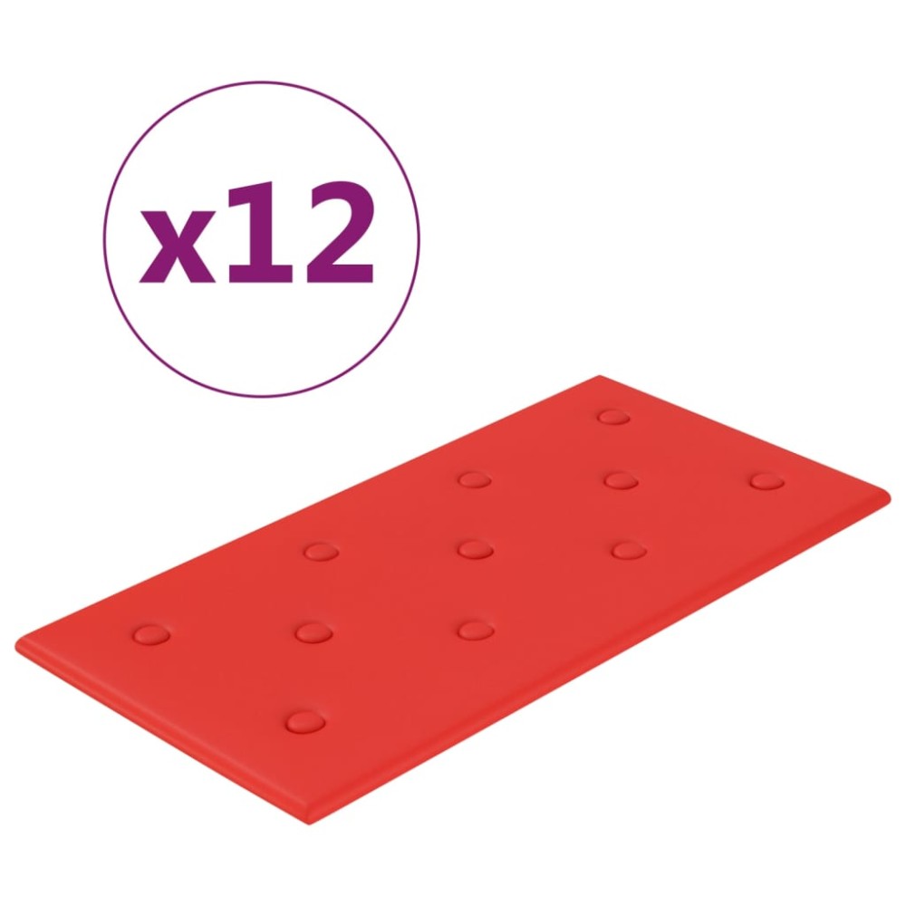 vidaXL Panouri de perete 12 buc. roșu 60x30 cm piele ecologică 2,16 m²
