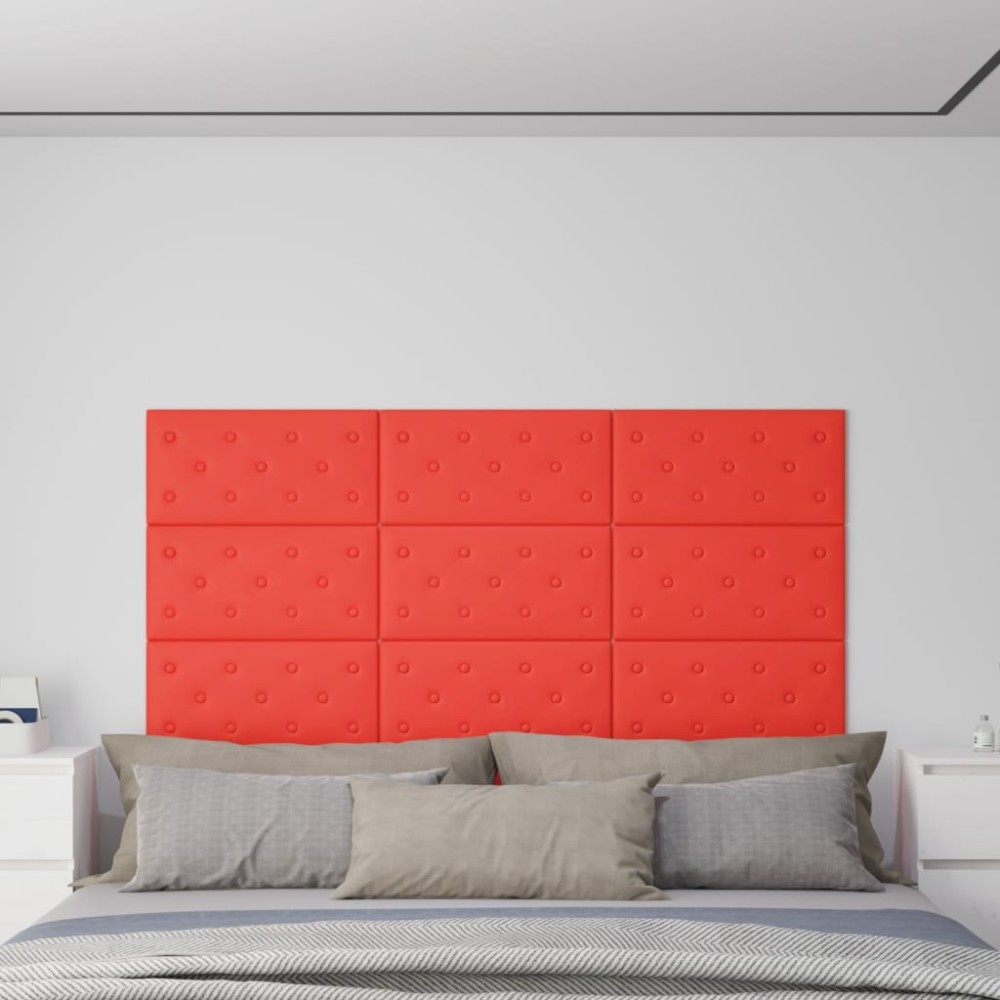 vidaXL Panouri de perete 12 buc. roșu 60x30 cm piele ecologică 2,16 m²